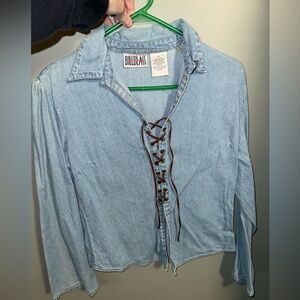 GUC Small vintage Bill Blass denim tie front shirt
